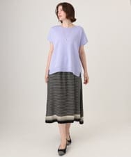 OLFID09079 eur3(エウルキューブ) 【大きいサイズ/接触冷感】サイドスリットサマーニット ラベンダー