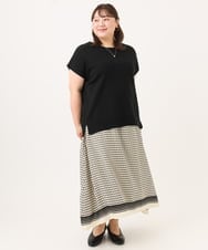 OLFID09079 eur3(エウルキューブ) 【大きいサイズ/接触冷感】サイドスリットサマーニット ブラック