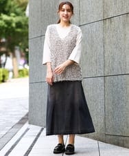 OLFJD05079 eur3(エウルキューブ) 【大きいサイズ】テープヤーンニットベスト アイボリー