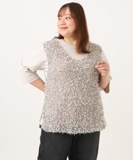 OLFJD05079 eur3(エウルキューブ) 【大きいサイズ】テープヤーンニットベスト アイボリー