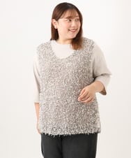 OLFJD05079 eur3(エウルキューブ) 【大きいサイズ】テープヤーンニットベスト アイボリー
