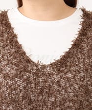 OLFJD05079 eur3(エウルキューブ) 【大きいサイズ】テープヤーンニットベスト ブラウン