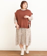 OLFJP06070 eur3(エウルキューブ) 【大きいサイズ】サイドスリットニットベスト ブラウン(17)
