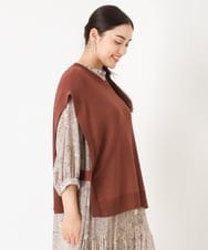 OLFJP06070 eur3(エウルキューブ) 【大きいサイズ】サイドスリットニットベスト ブラウン(17)