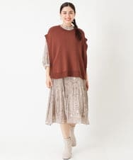 OLFJP06070 eur3(エウルキューブ) 【大きいサイズ】サイドスリットニットベスト ブラウン(17)