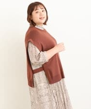 OLFJP06070 eur3(エウルキューブ) 【大きいサイズ】サイドスリットニットベスト ブラウン(17)