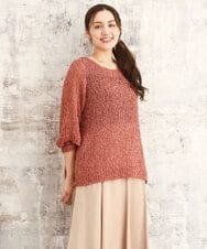 OLFKA05089 eur3(エウルキューブ) 【大きいサイズ】テープヤーンニットプルオーバー ピンク(03)