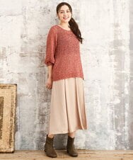OLFKA05089 eur3(エウルキューブ) 【大きいサイズ】テープヤーンニットプルオーバー ピンク(03)