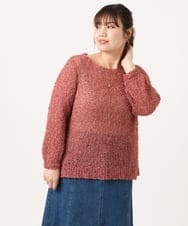 OLFKA05089 eur3(エウルキューブ) 【大きいサイズ】テープヤーンニットプルオーバー ピンク(03)