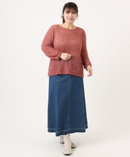 OLFKA05089 eur3(エウルキューブ) 【大きいサイズ】テープヤーンニットプルオーバー ピンク(03)