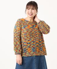 OLFKA05089 eur3(エウルキューブ) 【大きいサイズ】テープヤーンニットプルオーバー オレンジ(15)