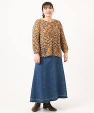 OLFKA05089 eur3(エウルキューブ) 【大きいサイズ】テープヤーンニットプルオーバー オレンジ(15)