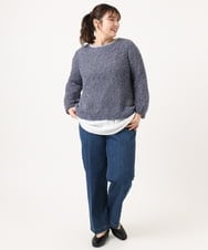 OLFKA05089 eur3(エウルキューブ) 【大きいサイズ】テープヤーンニットプルオーバー ダークグレー(93)