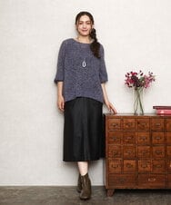 OLFKA05089 eur3(エウルキューブ) 【大きいサイズ】テープヤーンニットプルオーバー ダークグレー(93)