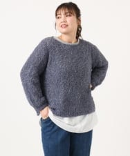 OLFKA05089 eur3(エウルキューブ) 【大きいサイズ】テープヤーンニットプルオーバー ダークグレー(93)