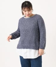 OLFKA05089 eur3(エウルキューブ) 【大きいサイズ】テープヤーンニットプルオーバー ダークグレー(93)