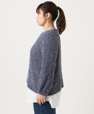 OLFKA05089 eur3(エウルキューブ) 【大きいサイズ】テープヤーンニットプルオーバー ダークグレー(93)
