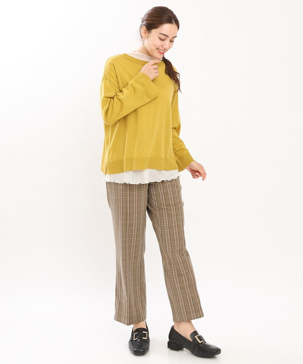 OLFKS07054 eur3(エウルキューブ) 【雑誌掲載】【大きいサイズ/11号サイズあり】薄手柔らかショートニット ライトイエロー(20)