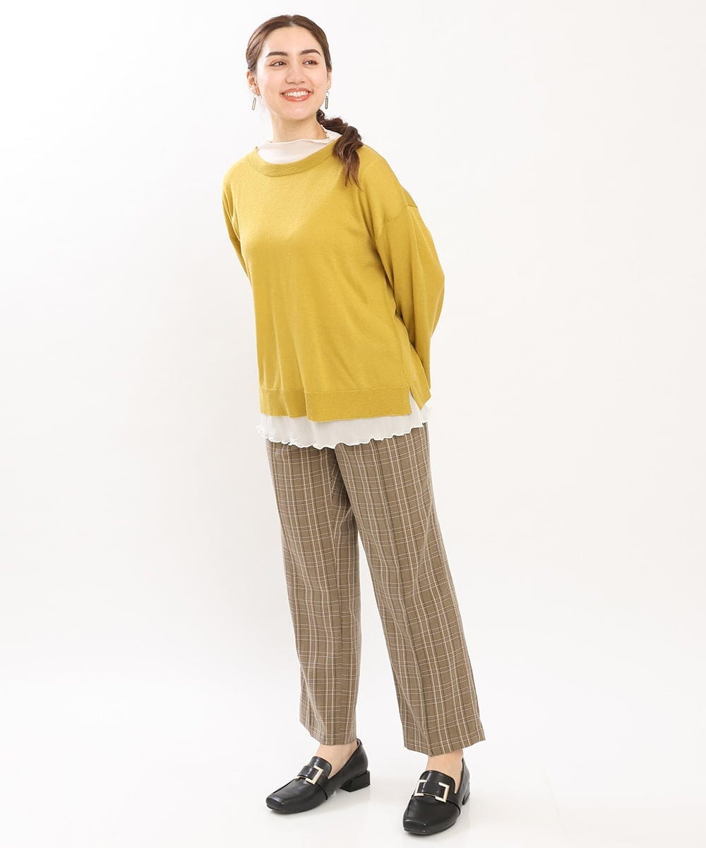 OLFKS07054 eur3(エウルキューブ) 【雑誌掲載】【大きいサイズ/11号サイズあり】薄手柔らかショートニット ライトイエロー(20)