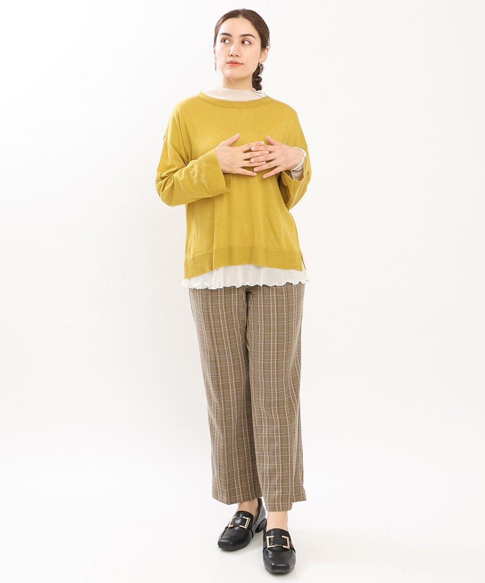 OLFKS07054 eur3(エウルキューブ) 【雑誌掲載】【大きいサイズ/11号サイズあり】薄手柔らかショートニット ライトイエロー(20)
