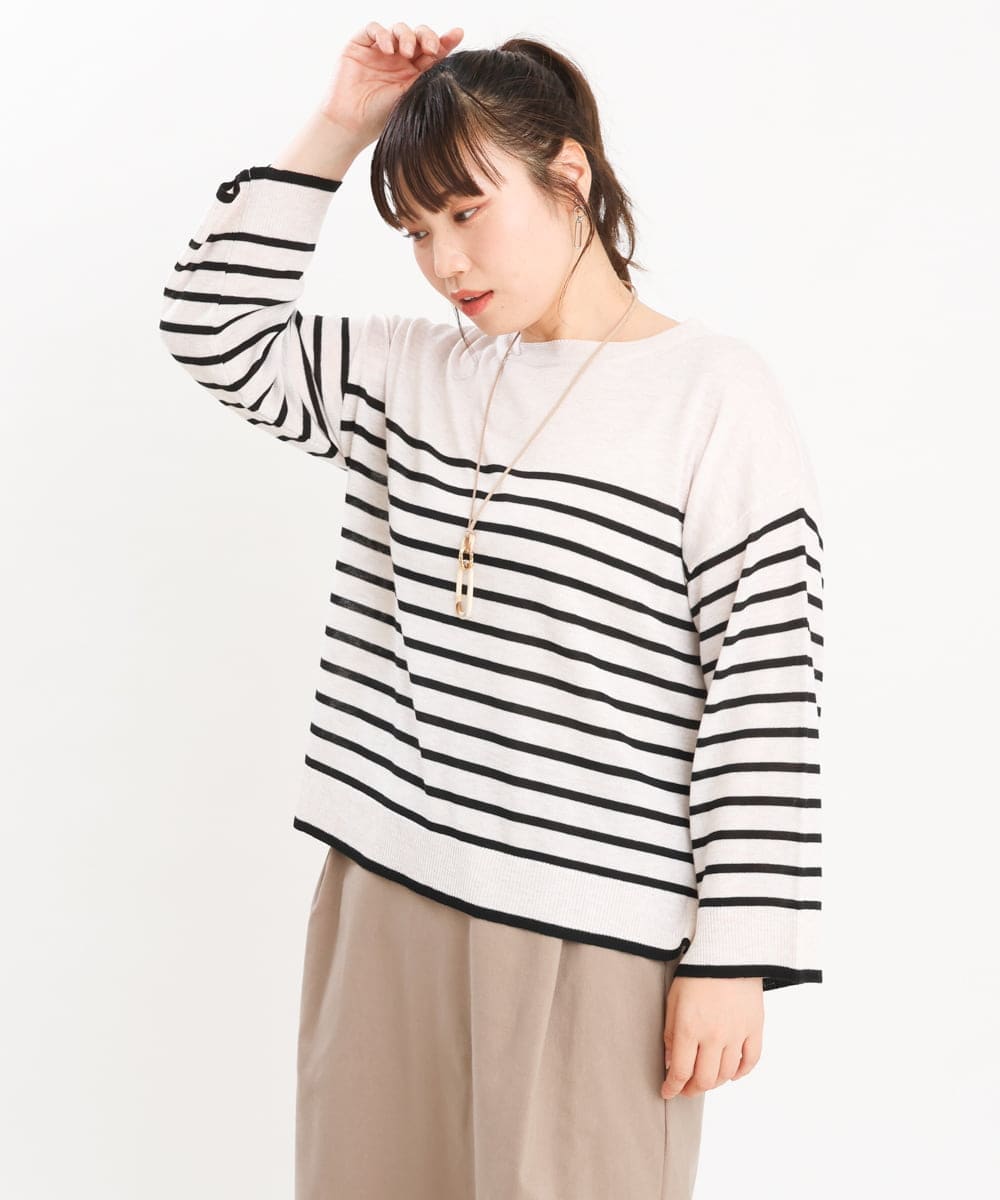 OLFKS07054 eur3(エウルキューブ) 【雑誌掲載】【大きいサイズ/11号サイズあり】薄手柔らかショートニット アイボリー(80)