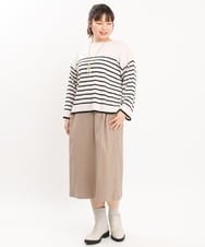 OLFKS07054 eur3(エウルキューブ) 【雑誌掲載】【大きいサイズ/11号サイズあり】薄手柔らかショートニット アイボリー(80)