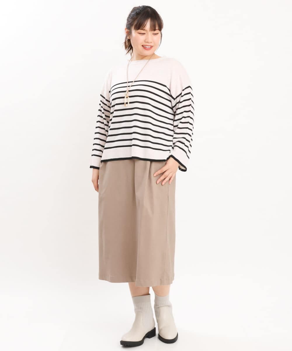 OLFKS07054 eur3(エウルキューブ) 【雑誌掲載】【大きいサイズ/11号サイズあり】薄手柔らかショートニット アイボリー(80)