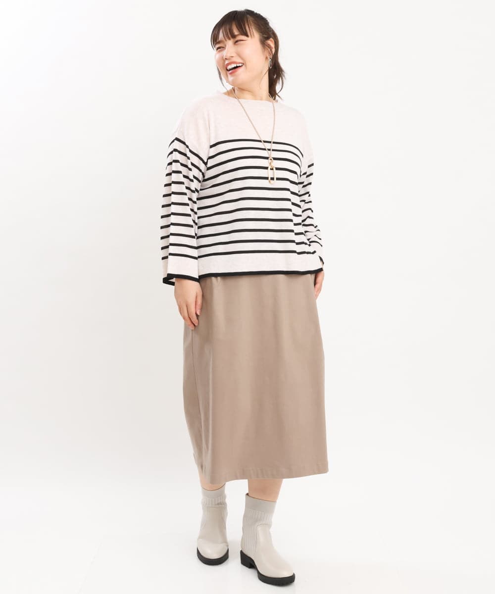 OLFKS07054 eur3(エウルキューブ) 【雑誌掲載】【大きいサイズ/11号サイズあり】薄手柔らかショートニット アイボリー(80)