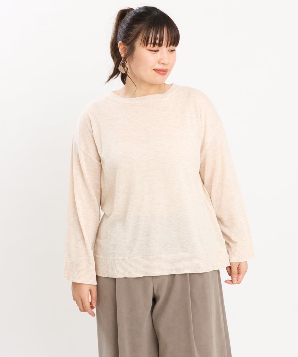 OLFKS07054 eur3(エウルキューブ) 【雑誌掲載】【大きいサイズ/11号サイズあり】薄手柔らかショートニット ベージュ(82)