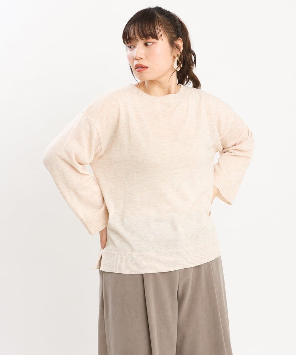 OLFKS07054 eur3(エウルキューブ) 【雑誌掲載】【大きいサイズ/11号サイズあり】薄手柔らかショートニット ベージュ(82)