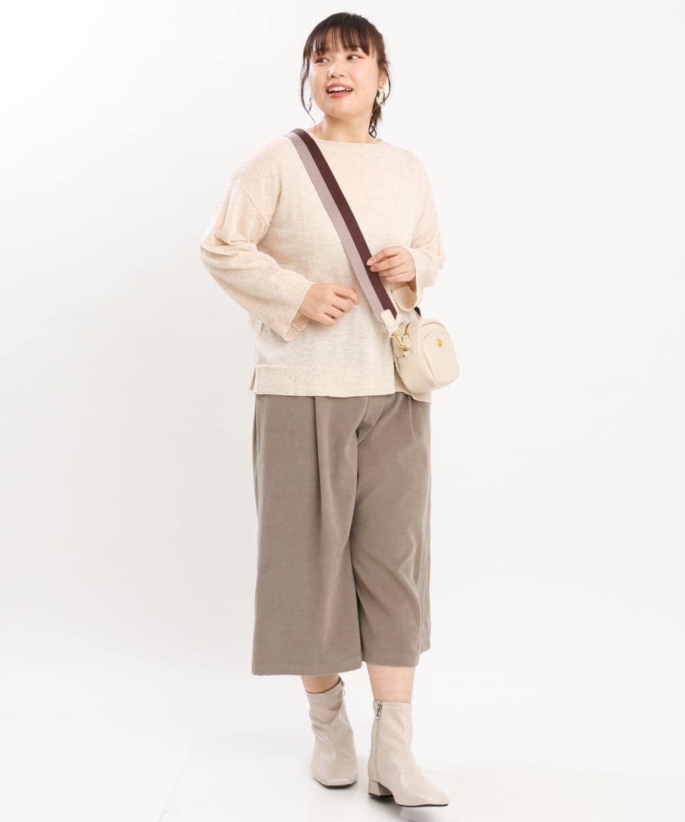 OLFKS07054 eur3(エウルキューブ) 【雑誌掲載】【大きいサイズ/11号サイズあり】薄手柔らかショートニット ベージュ(82)