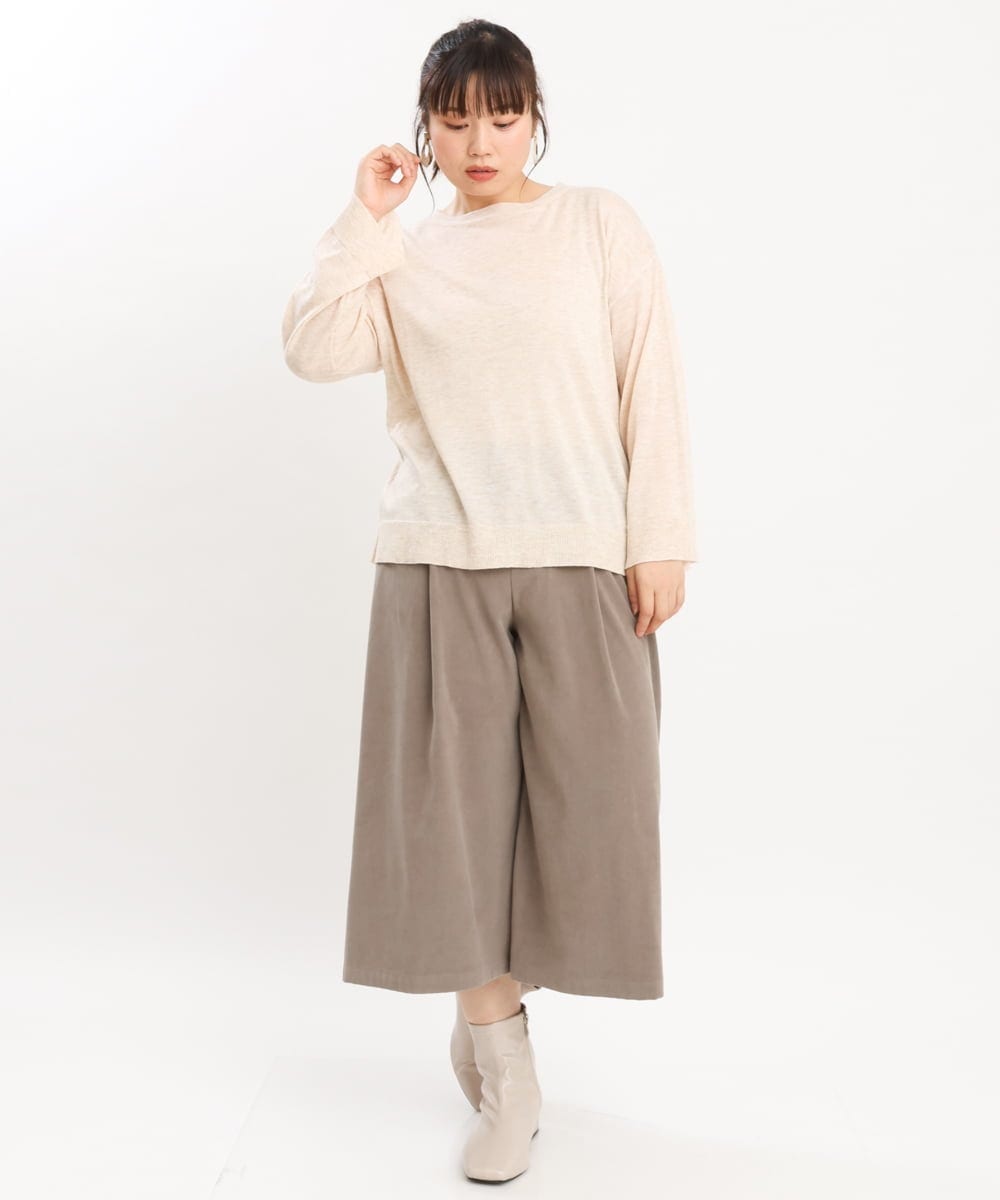 OLFKS07054 eur3(エウルキューブ) 【雑誌掲載】【大きいサイズ/11号サイズあり】薄手柔らかショートニット ベージュ(82)