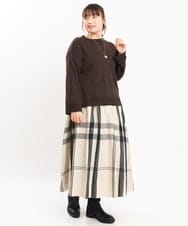 OLFKS07054 eur3(エウルキューブ) 【雑誌掲載】【大きいサイズ/11号サイズあり】薄手柔らかショートニット ブラウン(87)