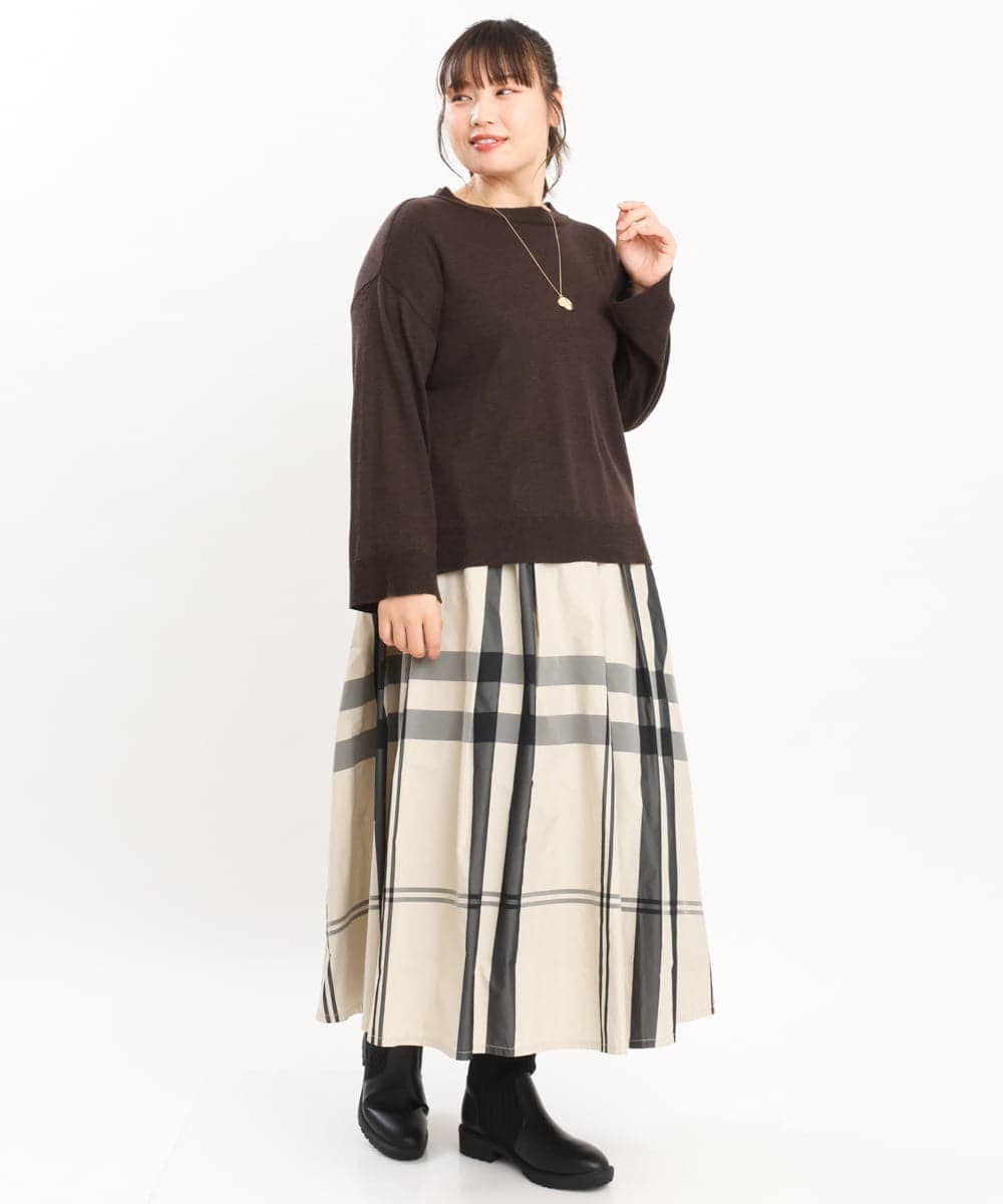 OLFKS07054 eur3(エウルキューブ) 【雑誌掲載】【大きいサイズ/11号サイズあり】薄手柔らかショートニット ブラウン(87)