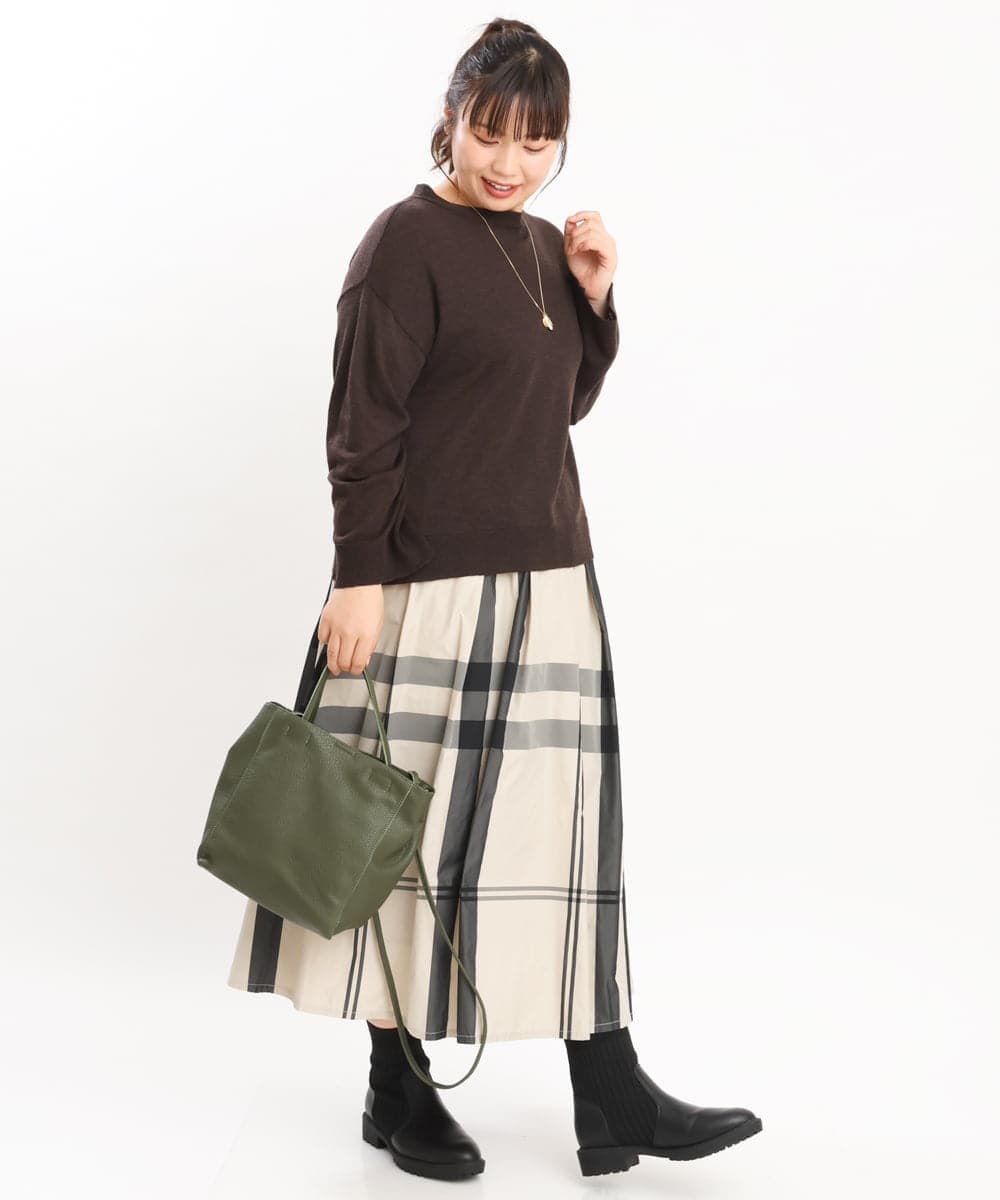 OLFKS07054 eur3(エウルキューブ) 【雑誌掲載】【大きいサイズ/11号サイズあり】薄手柔らかショートニット ブラウン(87)