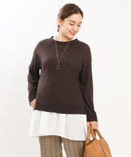 OLFKS07054 eur3(エウルキューブ) 【雑誌掲載】【大きいサイズ/11号サイズあり】薄手柔らかショートニット ブラウン(87)