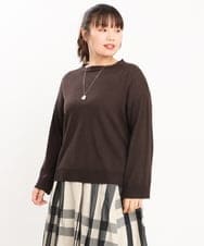 OLFKS07054 eur3(エウルキューブ) 【雑誌掲載】【大きいサイズ/11号サイズあり】薄手柔らかショートニット ブラウン(87)