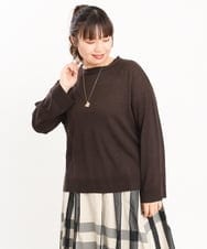 OLFKS07054 eur3(エウルキューブ) 【雑誌掲載】【大きいサイズ/11号サイズあり】薄手柔らかショートニット ブラウン(87)