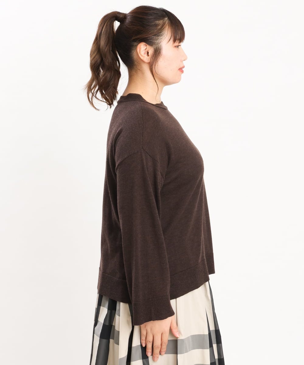 OLFKS07054 eur3(エウルキューブ) 【雑誌掲載】【大きいサイズ/11号サイズあり】薄手柔らかショートニット ブラウン(87)