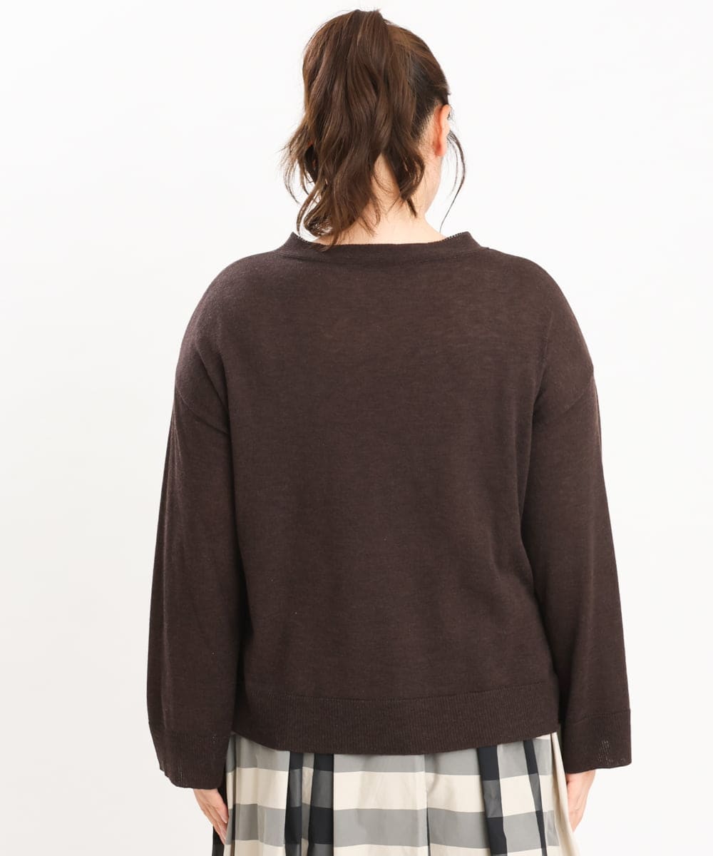 OLFKS07054 eur3(エウルキューブ) 【雑誌掲載】【大きいサイズ/11号サイズあり】薄手柔らかショートニット ブラウン(87)