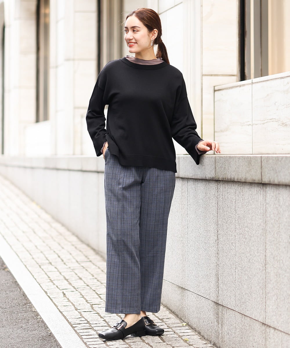 OLFKS07054 eur3(エウルキューブ) 【雑誌掲載】【大きいサイズ/11号サイズあり】薄手柔らかショートニット ブラック(94)