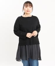 OLFKS07054 eur3(エウルキューブ) 【雑誌掲載】【大きいサイズ/11号サイズあり】薄手柔らかショートニット ブラック(94)