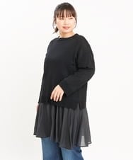 OLFKS07054 eur3(エウルキューブ) 【雑誌掲載】【大きいサイズ/11号サイズあり】薄手柔らかショートニット ブラック(94)