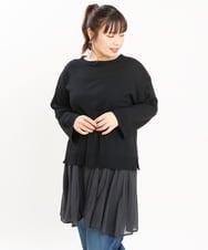 OLFKS07054 eur3(エウルキューブ) 【雑誌掲載】【大きいサイズ/11号サイズあり】薄手柔らかショートニット ブラック(94)