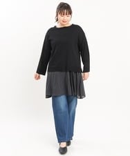 OLFKS07054 eur3(エウルキューブ) 【雑誌掲載】【大きいサイズ/11号サイズあり】薄手柔らかショートニット ブラック(94)