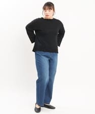 OLFKS07054 eur3(エウルキューブ) 【雑誌掲載】【大きいサイズ/11号サイズあり】薄手柔らかショートニット ブラック(94)