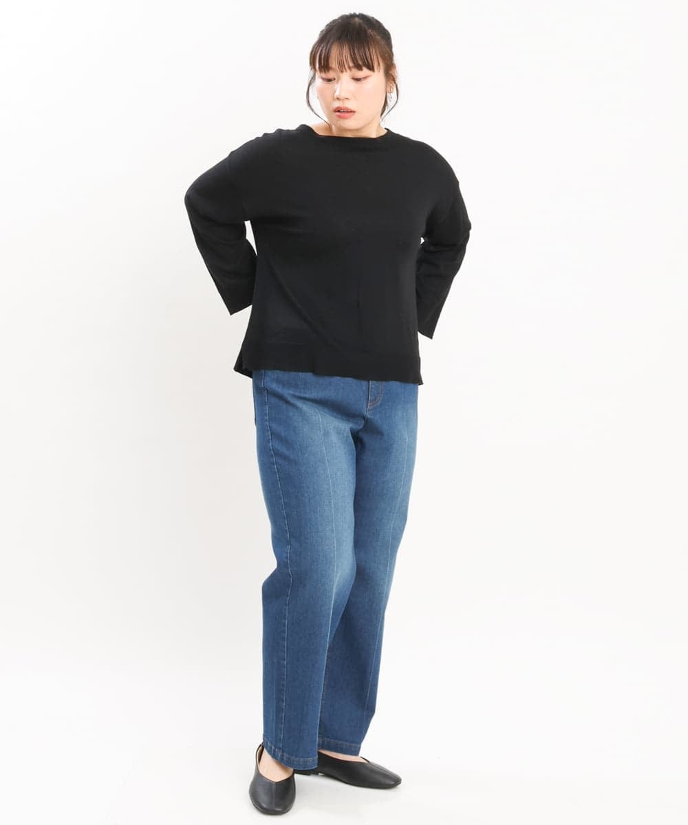 OLFKS07054 eur3(エウルキューブ) 【雑誌掲載】【大きいサイズ/11号サイズあり】薄手柔らかショートニット ブラック(94)