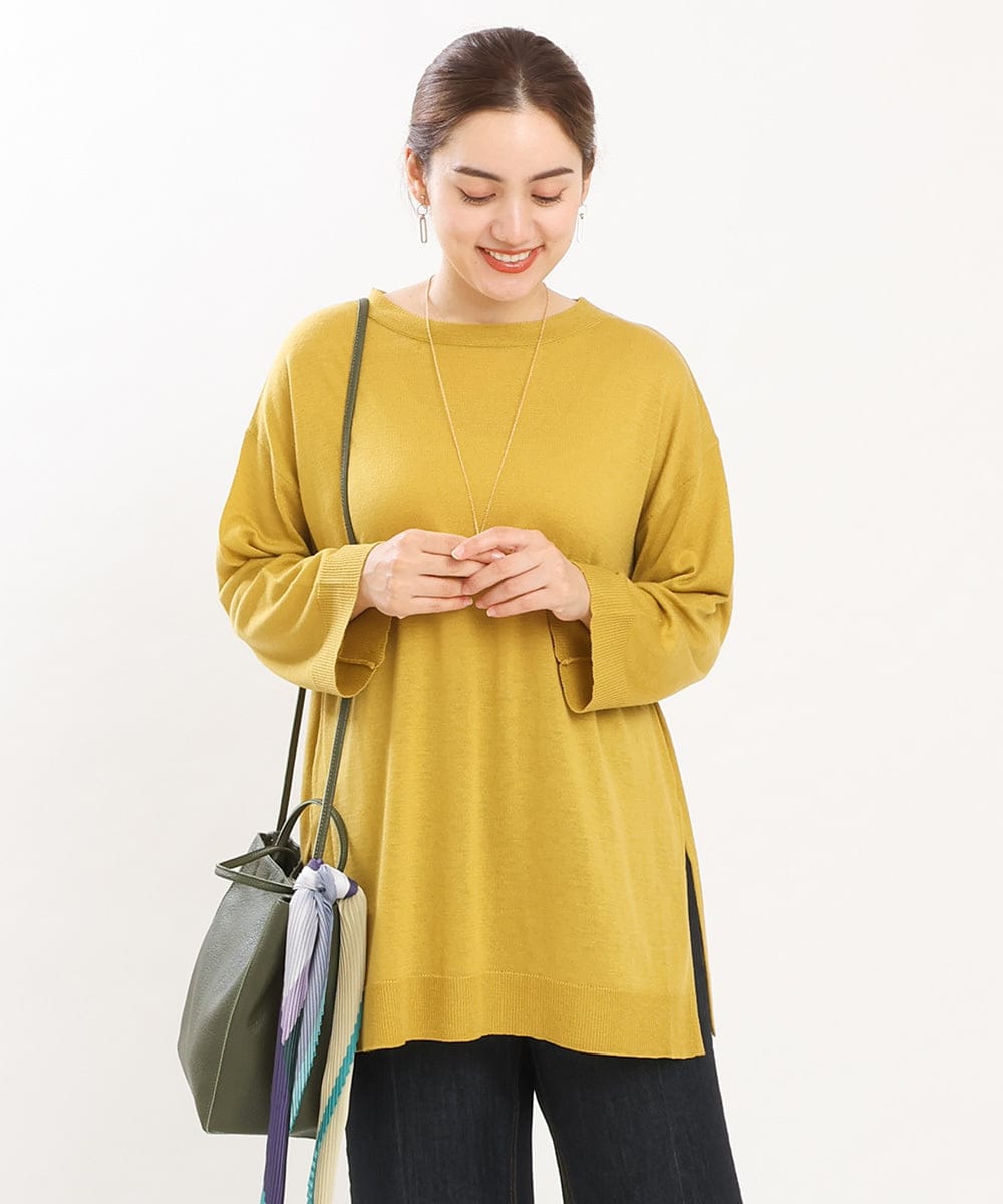 OLFKS08089 eur3(エウルキューブ) 【雑誌掲載】【大きいサイズ/11号サイズあり】薄手柔らかロングニット ライトイエロー(20)