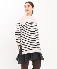 OLFKS08089 eur3(エウルキューブ) 【雑誌掲載】【大きいサイズ/11号サイズあり】薄手柔らかロングニット アイボリー(80)