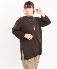 OLFKS08089 eur3(エウルキューブ) 【雑誌掲載】【大きいサイズ/11号サイズあり】薄手柔らかロングニット ブラウン(87)